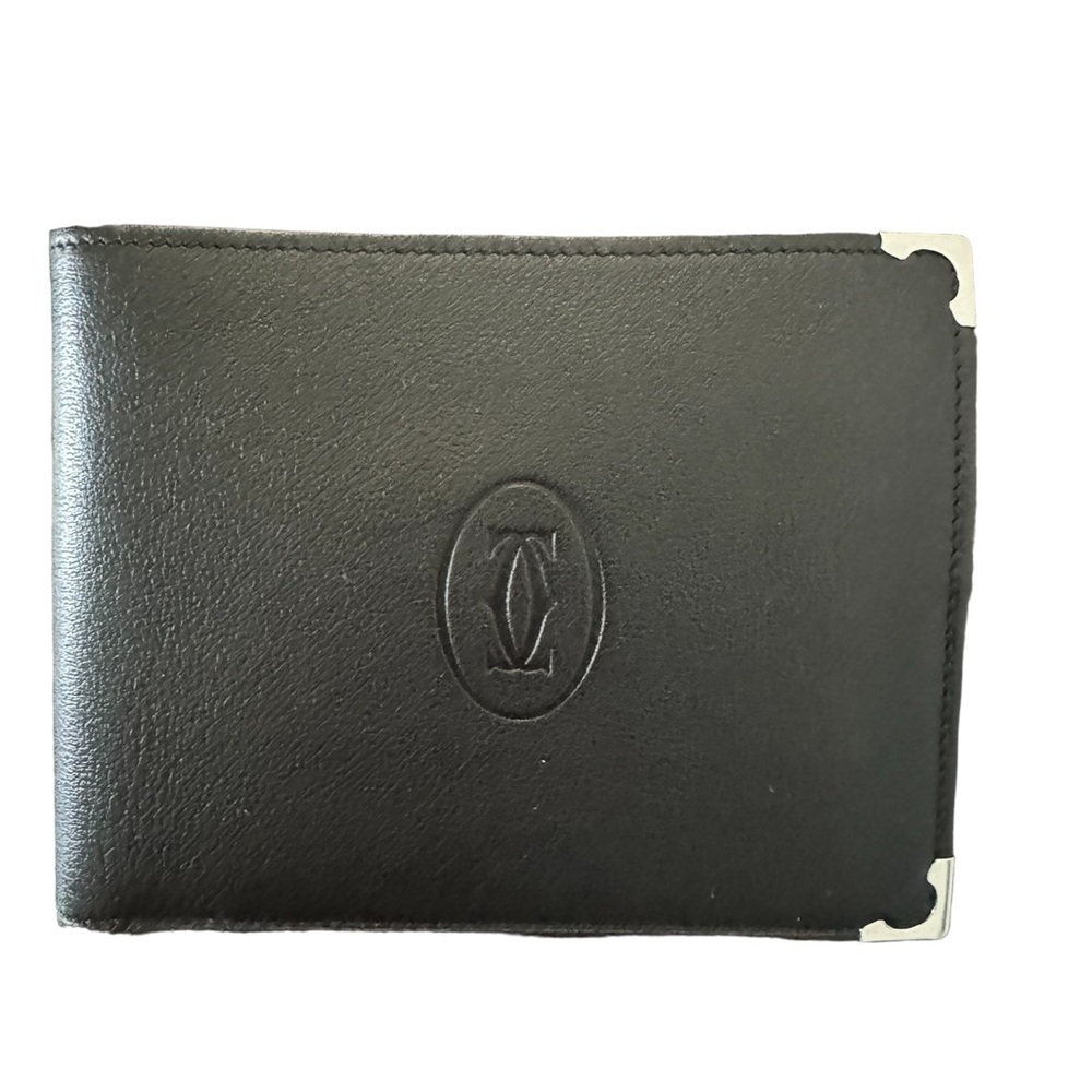 Cartier black bifold wallet interior burgundy 
Stainless steel corners